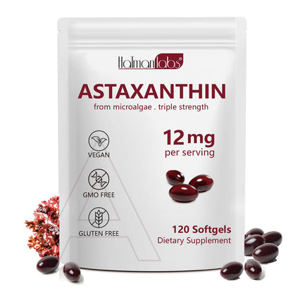 Daiasns Astaxanthin 12mg - 120 Softgels | 4 Month Supply | Non-GMO