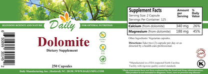 Daily Dolomite (Reams Original) – 340 mg Calcium, 188 mg Magnesium | Daily Manufacturing