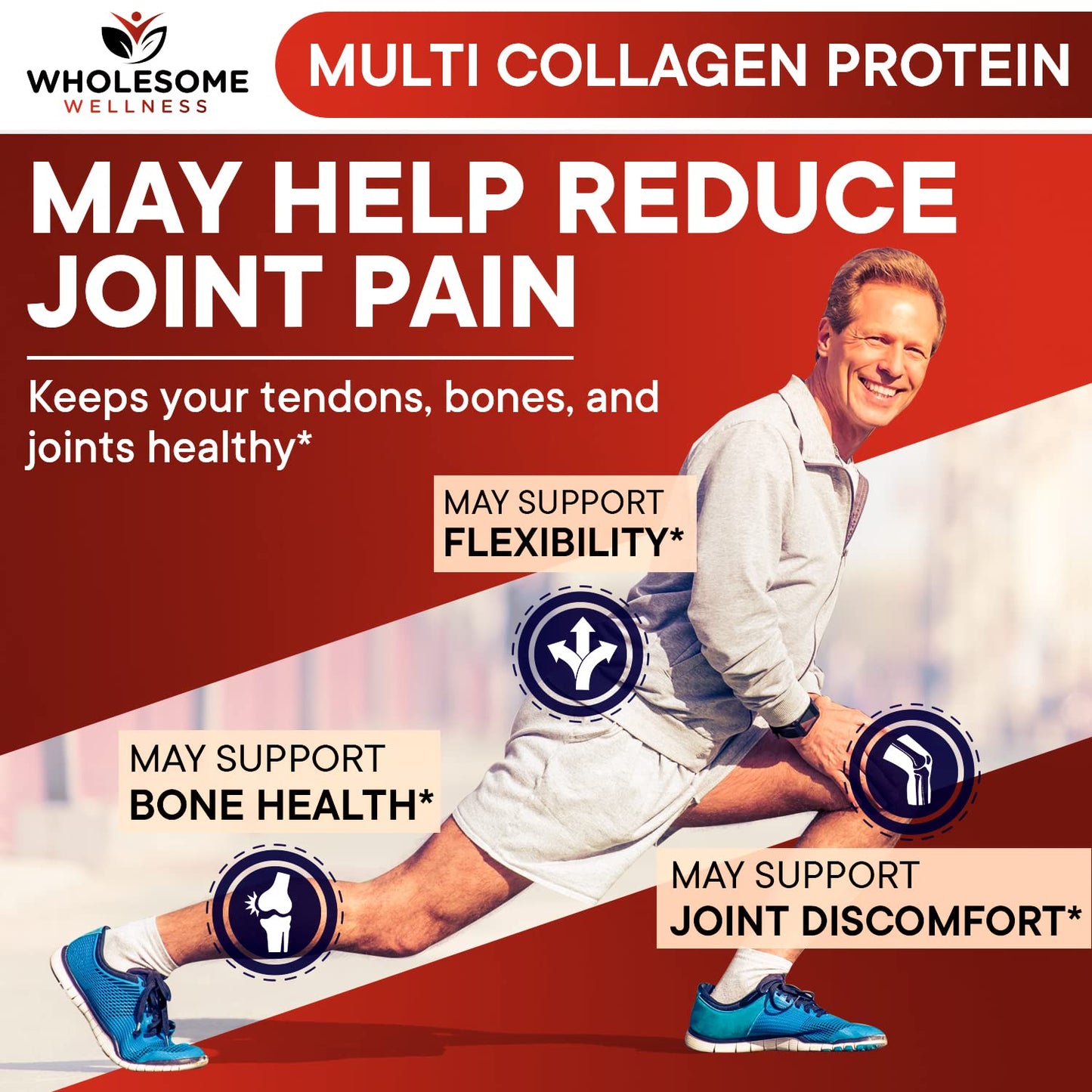 Wholesome Wellness Multi Collagen Powder – Grass-Fed Type I II III V X