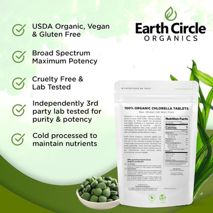 Organic Chlorella Tablets 1,000 Count | High Potency Superfood | Vegan, Kosher, Non-GMO