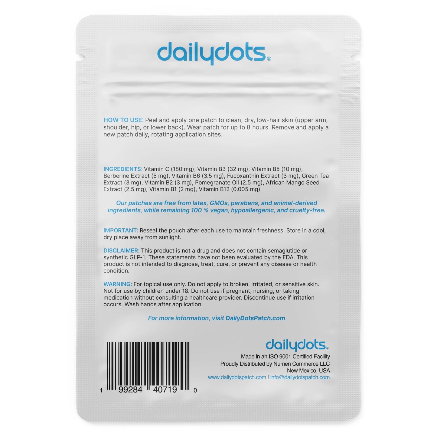 Daily Dots GLP-1 Patches | 60 Discreet Patches | Extra Strength Berberine, Pomegranate & Cinnamon Formula | Vegan Time Release GLP1 Patch for Men & Women