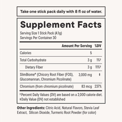 Daily Nouri FeelFull Prebiotic Fiber Drink Mix | Supports Natural Fullness, Appetite & Cravings Control, Gut & Metabolic Health | Oligofructose, Glucomannan & Chromium | 30 Stick Packs