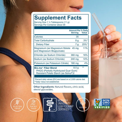Daily Prebiotic Fiber Lemonade with Electrolytes - 7g Soluble Fiber per Serving - Sugar Free - 30 Servings