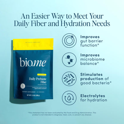 Daily Prebiotic Fiber Lemonade with Electrolytes - 7g Soluble Fiber per Serving - Sugar Free - 30 Servings