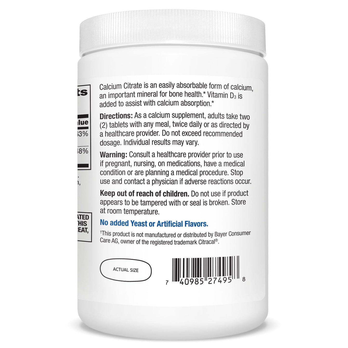 21st Century Vitamins Calcium Citrate Plus D3 Maximum Tablets – 400 Count