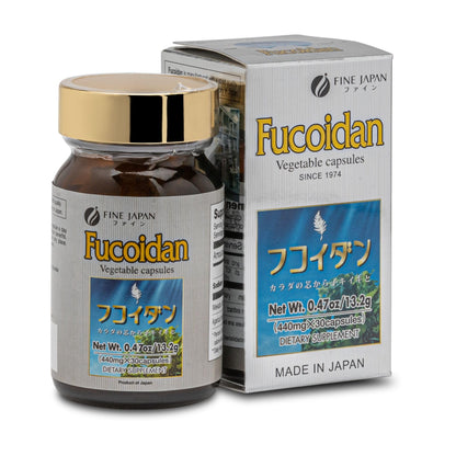 FINE JAPAN Fucoidan Capsules with Mekabu Seaweed & Agaricus Mushroom – 30 Capsules – Immune Support – Made in Japan