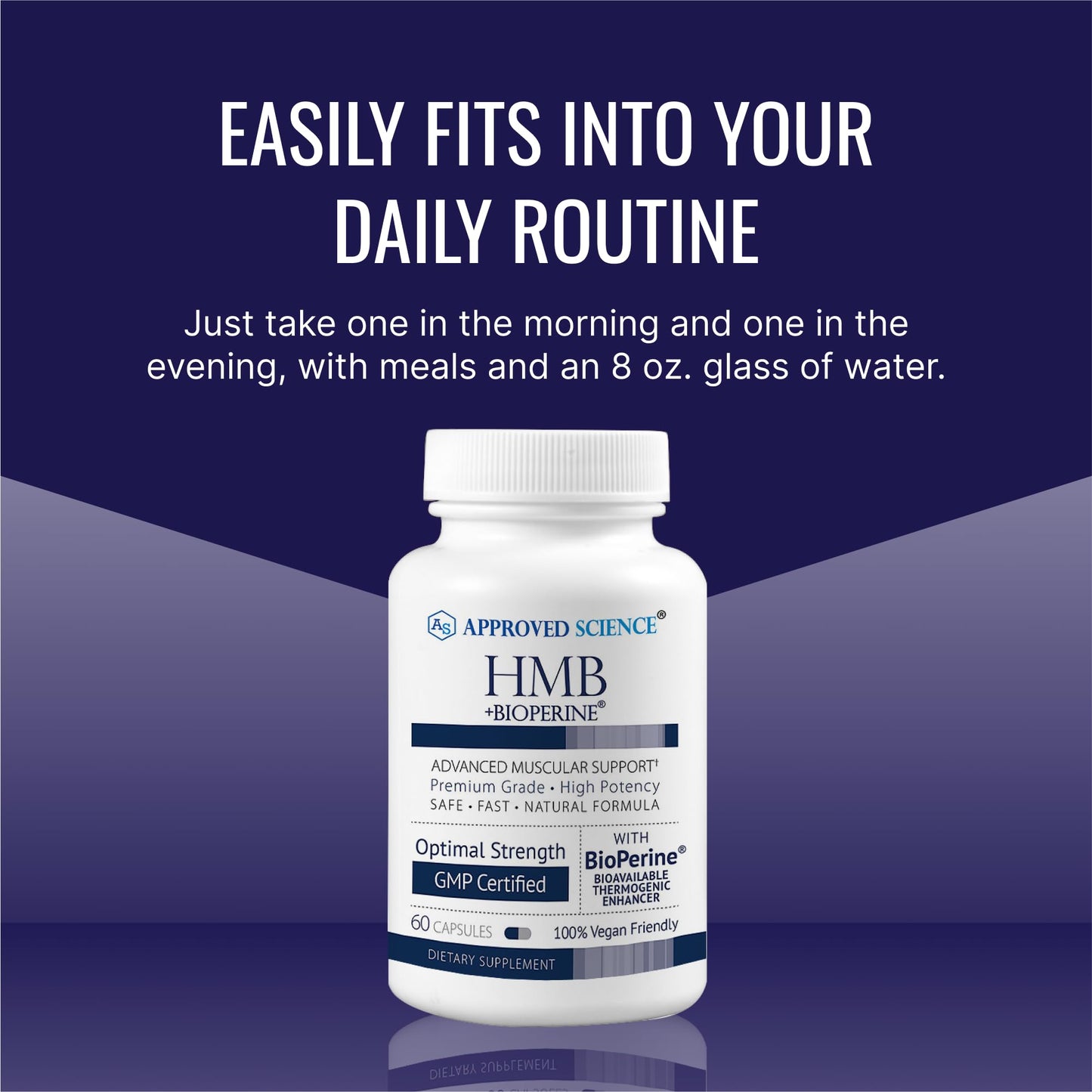 Approved Science HMB - Supports Muscles and Exercise - 1500mg HMB, BioPerine, 60 Vegan Capsules