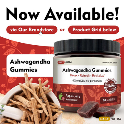 DailyNutra KSM-66 Ashwagandha 600mg Organic Root Extract – High Potency 5% Withanolides (60 Capsules)