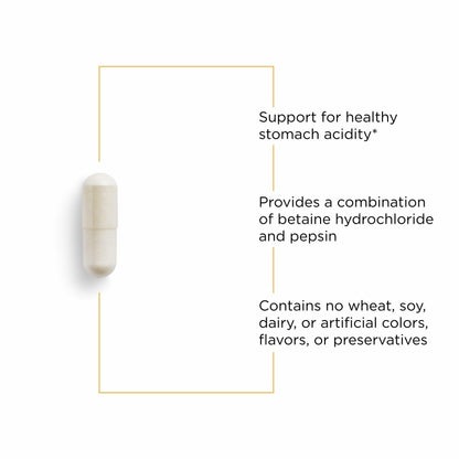 Integrative Therapeutics Betaine HCl – Digestive Support, Dairy-Free, 250 Capsules