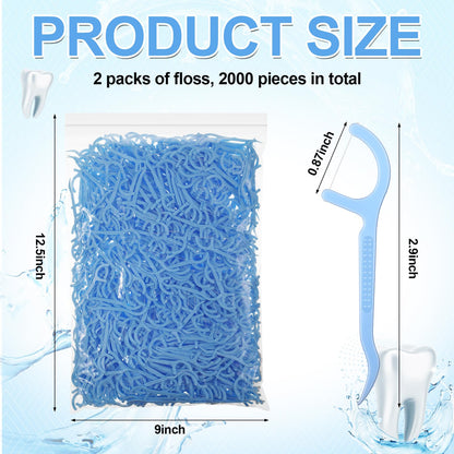 Dandat 2000 Pcs Dental Floss Picks Bulk – High Toughness, Travel-Friendly