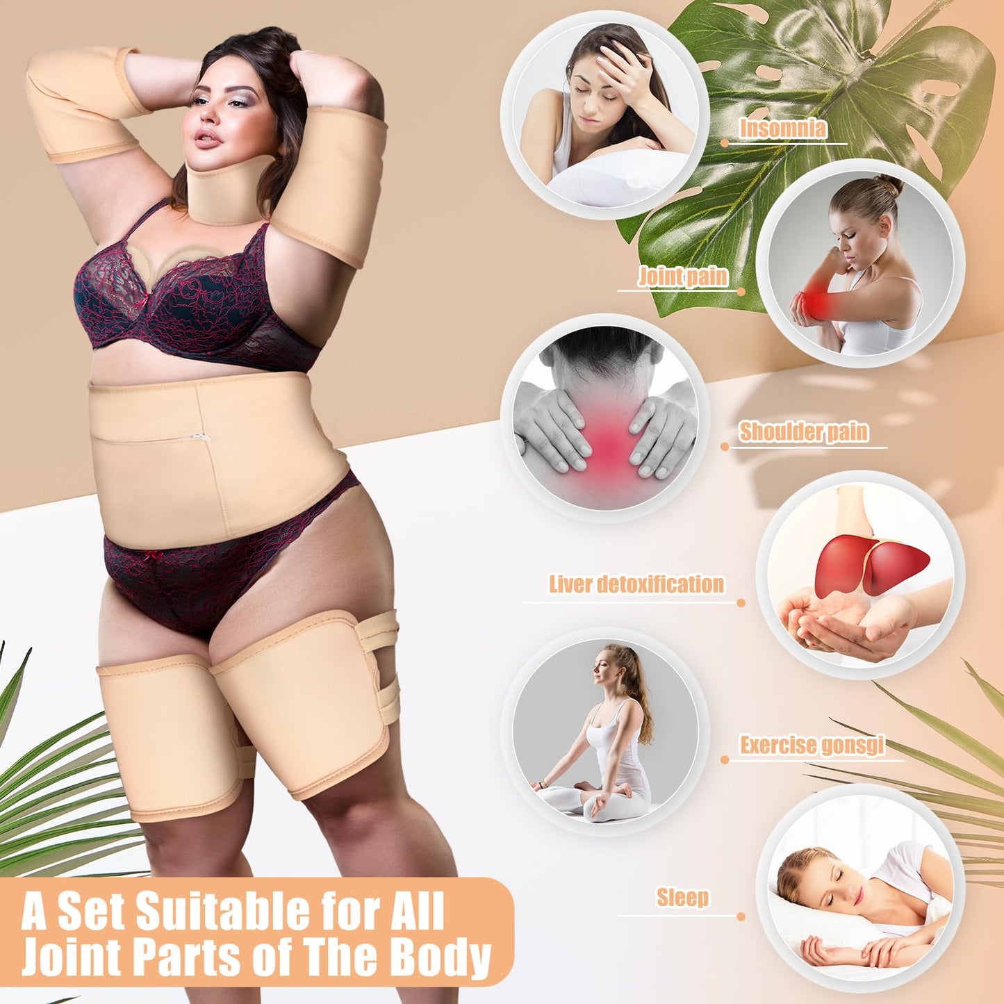 Dansib 11 Pcs Castor Oil Pack Wrap Set – Reusable Flannel Kit (Large, Skin Color)