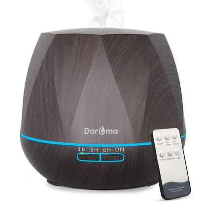 550ml Essential Oil Diffuser - DAROMA 6-in-1 Humidifier with Remote, 7-Color LED Lights, Dark Wood