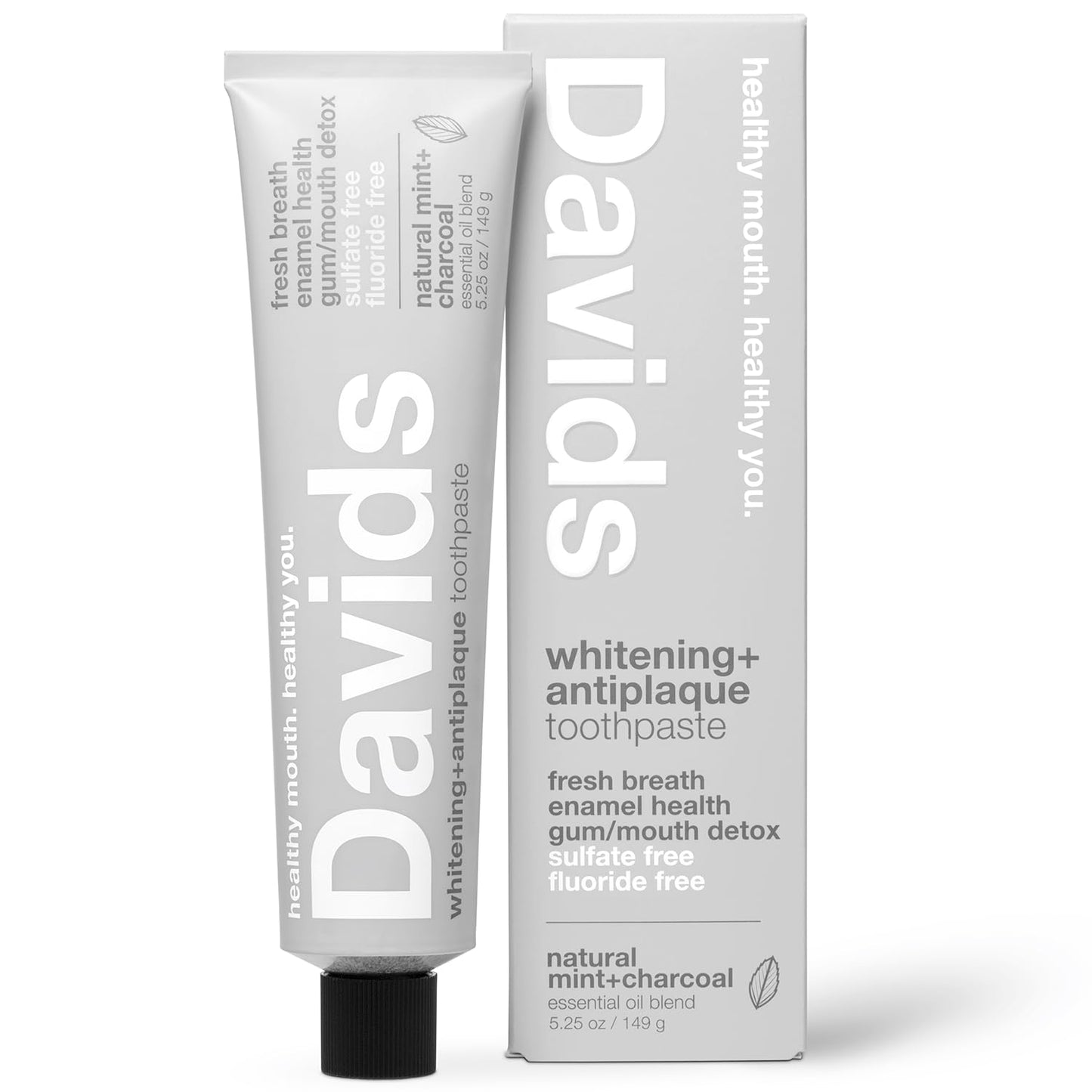 Davids Charcoal Toothpaste – Enhanced Whitening, Fluoride-Free, SLS-Free