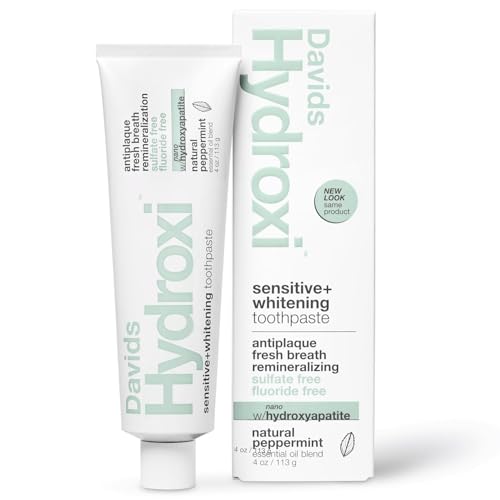 Davids Hydroxi Fluoride-Free Nano Hydroxyapatite Toothpaste – Remineralize Enamel, Sensitivity Relief | 4 oz | Made in USA