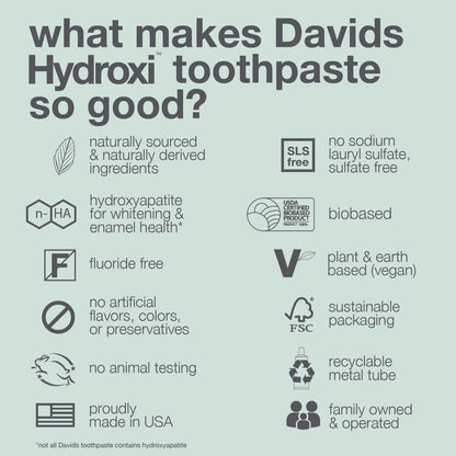 Davids Hydroxi Fluoride-Free Nano Hydroxyapatite Toothpaste – Enamel Health & Whitening, 4 oz, Orange Vanilla, Made in USA