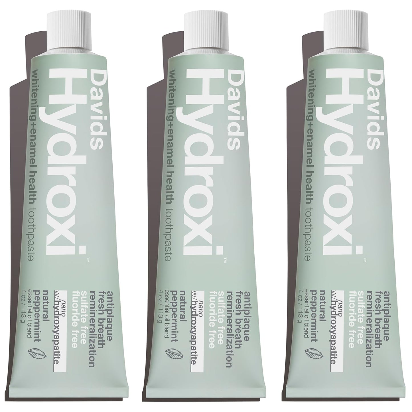 Davids Hydroxi Fluoride Free Nano Hydroxyapatite Toothpaste – Whitening, Enamel Remineralizing, SLS Free, Fresh Mint, 4 oz (3 Pack) Made in USA