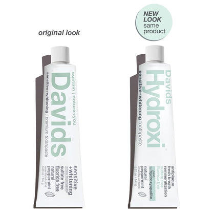 Davids Hydroxi Nano Hydroxyapatite Toothpaste – Remineralize Enamel, Sensitive Relief, Whitening | SLS Free, Made in USA