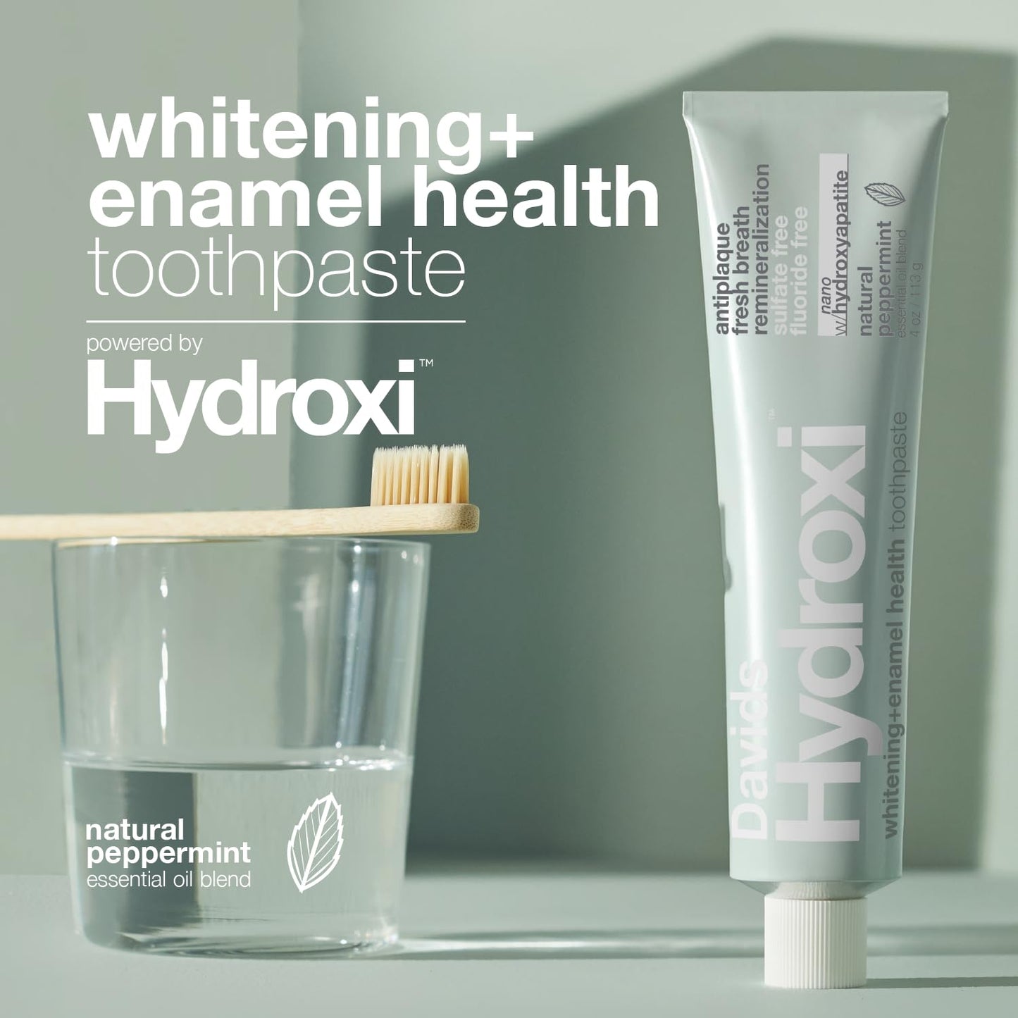 Davids Hydroxi Nano Hydroxyapatite Toothpaste – Fluoride Free, SLS Free, Whitening & Remineralizing, 4 oz, Made in USA