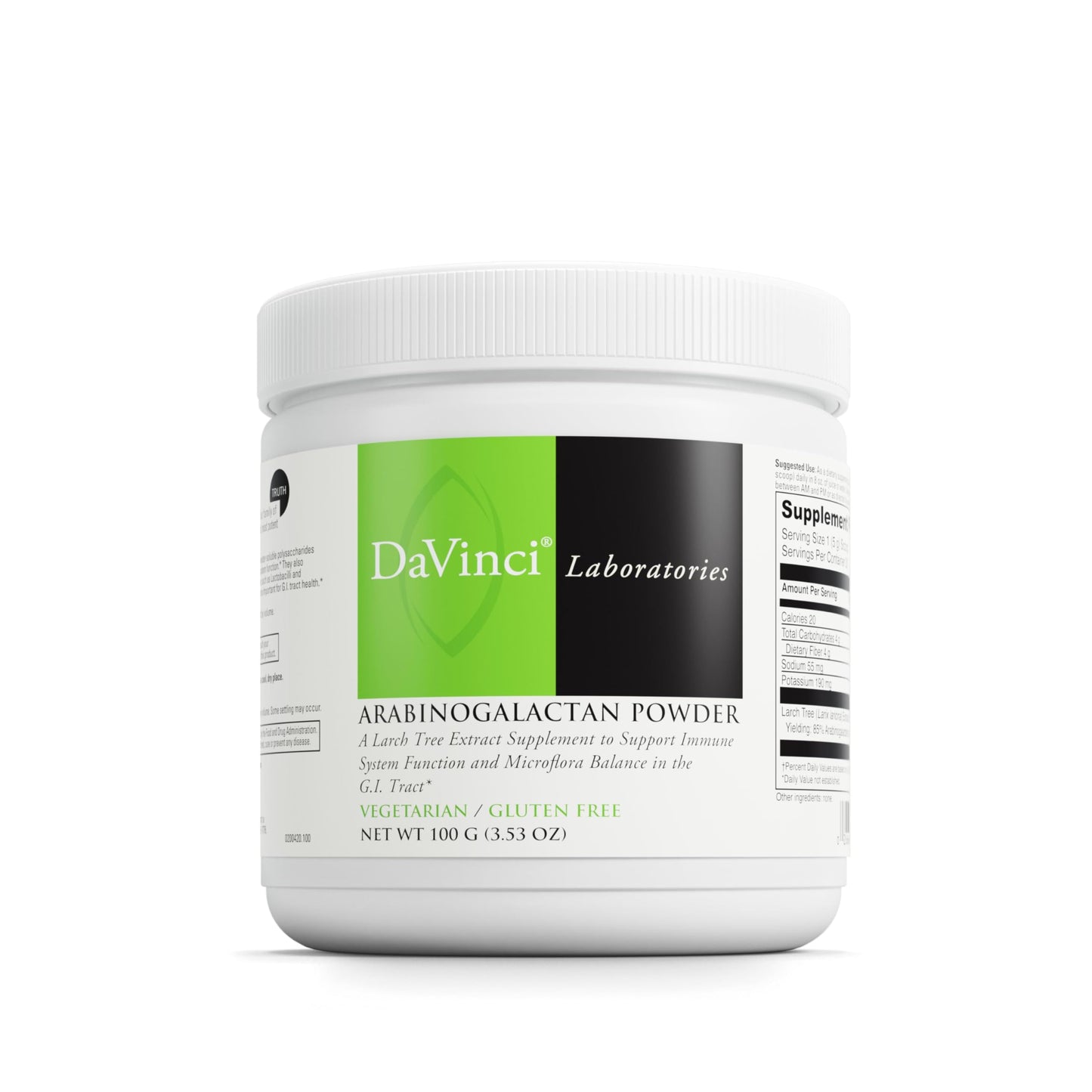 DAVINCI Labs Arabinogalactan Powder – Probiotic Support, Immune & GI Health (100 g, 20 Servings)
