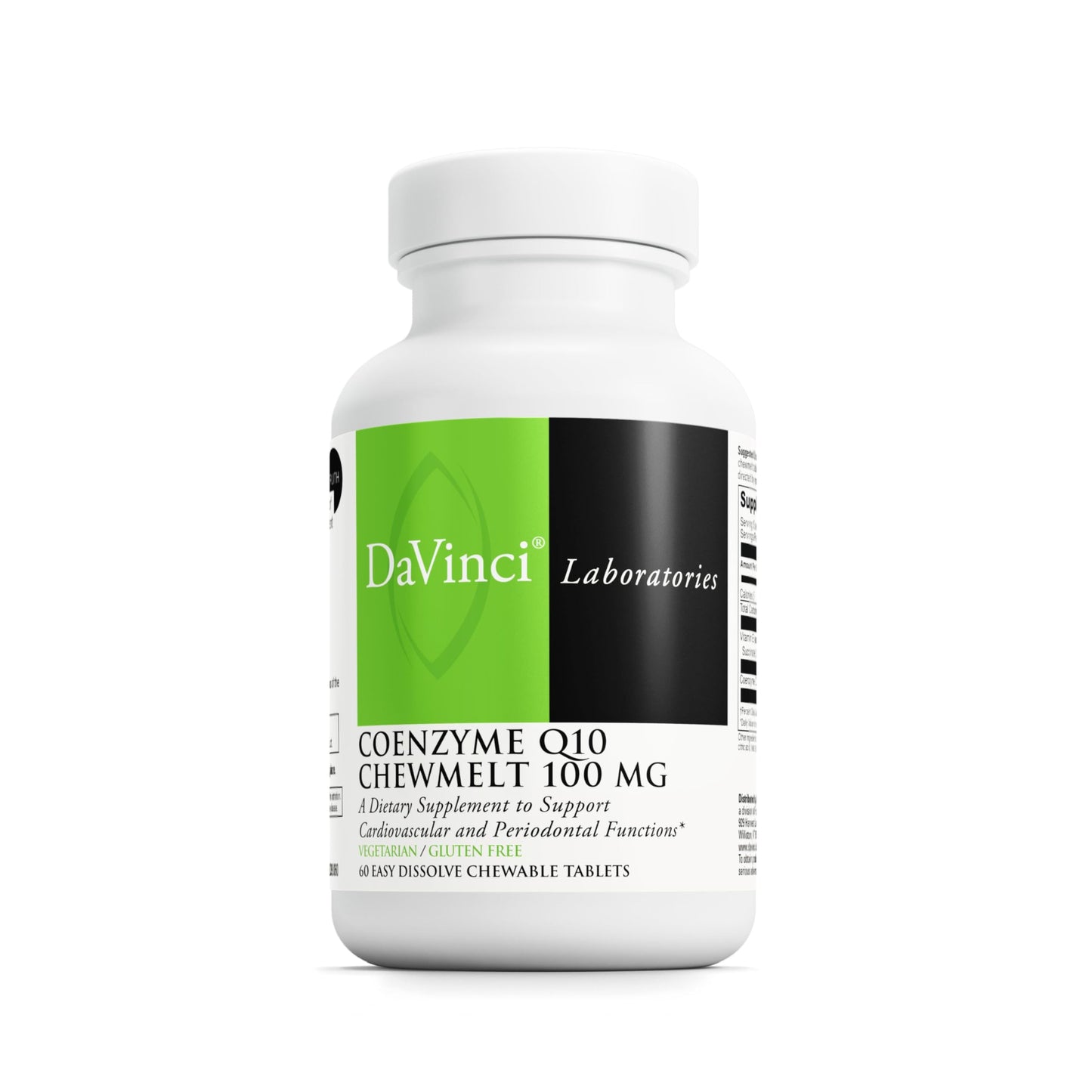 DAVINCI Labs CoQ10 ChewMelt 100mg – Supports Liver, Brain & Heart Health | 60 Tabs