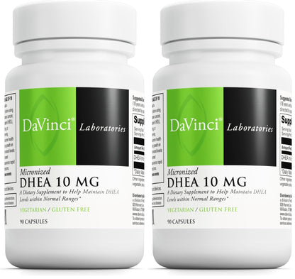 DAVINCI Labs Micronized DHEA 10mg – Hormone Balance, Brain Health & Thyroid Support | Vegetarian, Gluten-Free | 90 Capsules (Pack of 2)