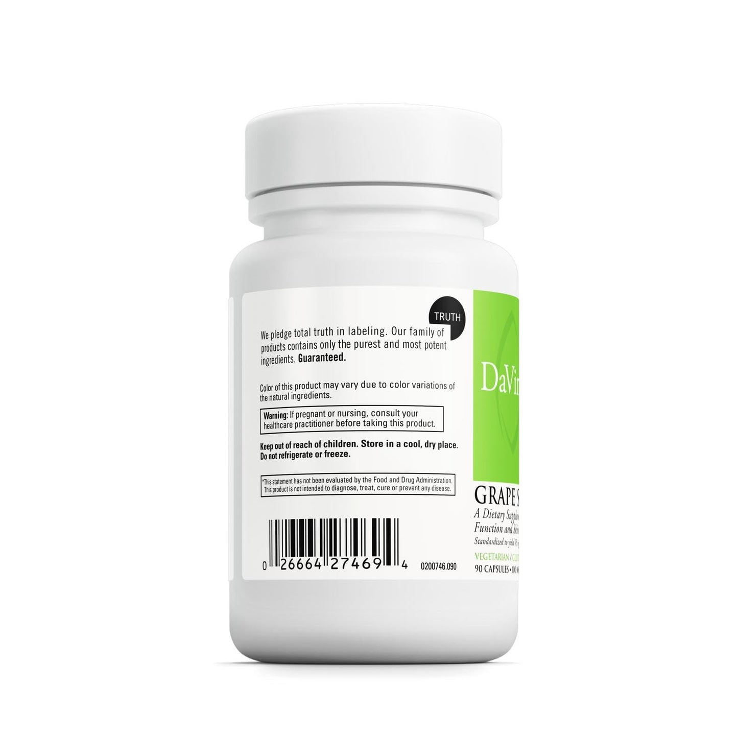 DAVINCI Labs Grape Seed-100 | Immune Support, Skin & Vascular Health | 100 mg Grape Seed Extract, 90 Veg Capsules