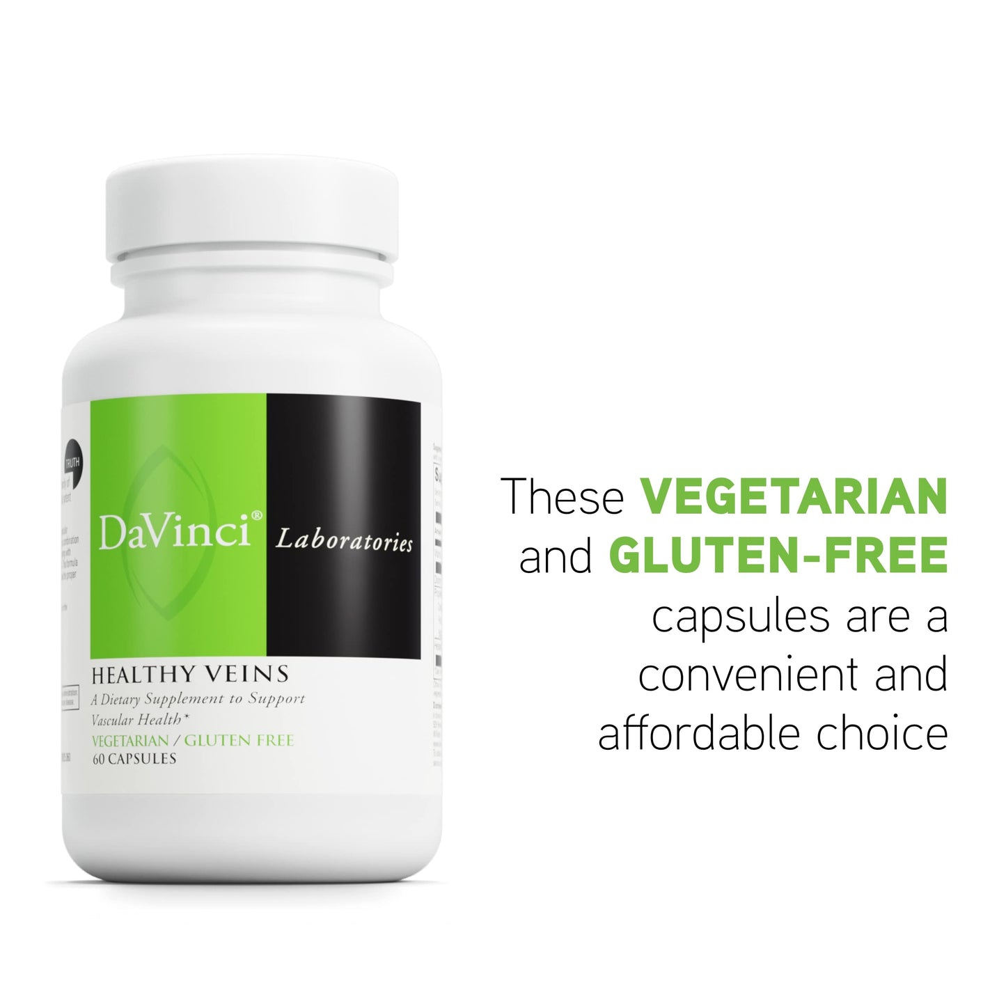 DAVINCI Labs Healthy Veins – Vascular Health Support | Vitamin C, Diosmin | Gluten Free | 60 Veg Capsules