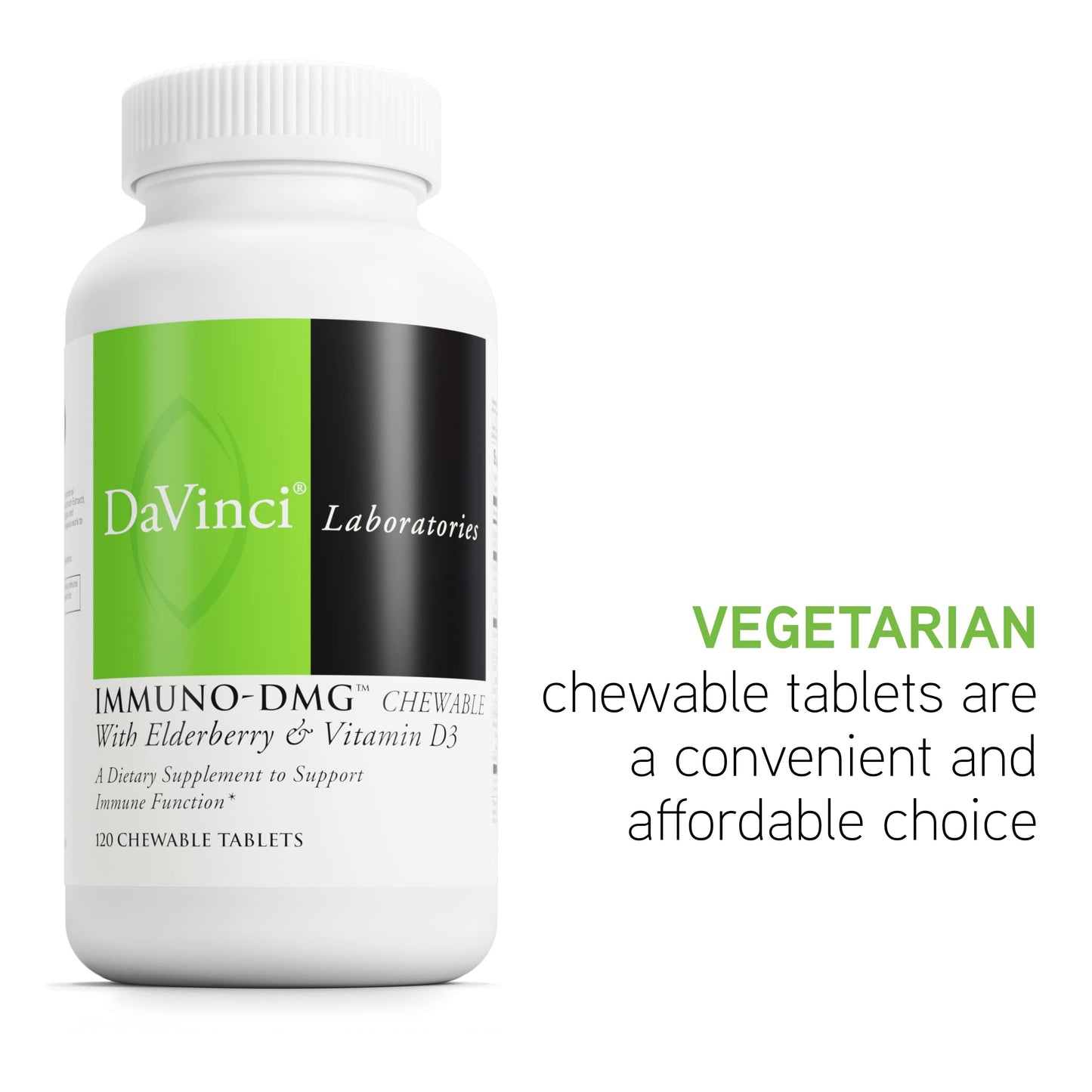 DAVINCI Labs Immuni-DMG Chewable with Elderberry & Vitamin D3 | Immune Support Supplement - 120 Chewable Tablets