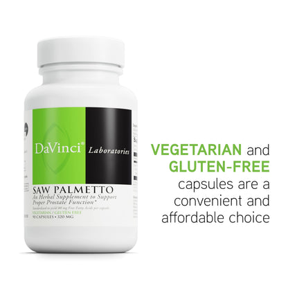 DAVINCI Labs Saw Palmetto - Prostate Health Support, Premenstrual & Lactation* - Gluten-Free - 90 Vegetarian Capsules