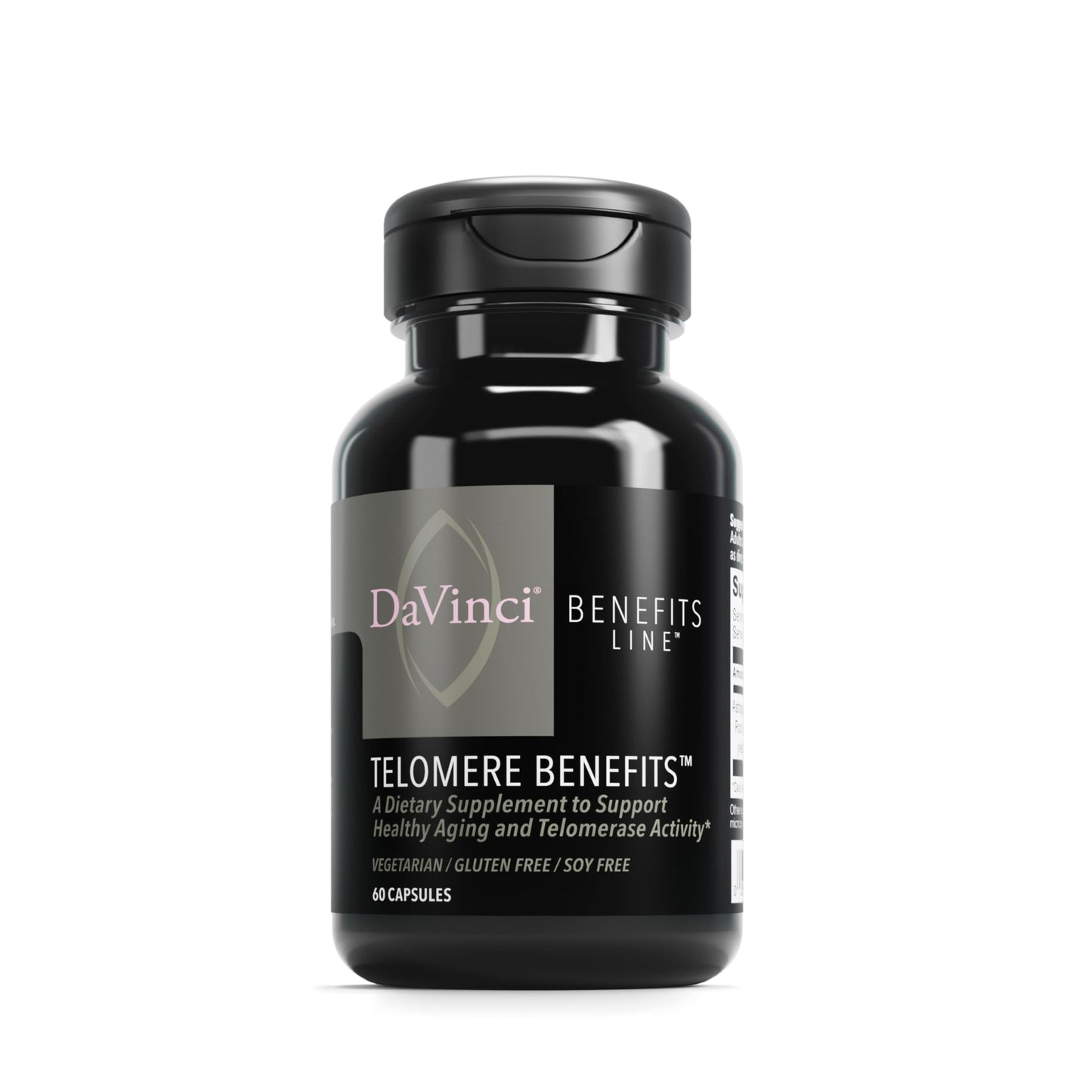 DAVINCI Labs Telomere Benefits - Telomere Support & Healthy Aging | Astragalus Root | Gluten-Free | 60 Veg Capsules