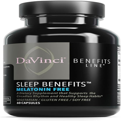 DAVINCI LABS Sleep Benefits – Melatonin-Free Sleep Support with Maizinol, Shoden Ashwagandha & Suntheanine L-Theanine – 60 Capsules