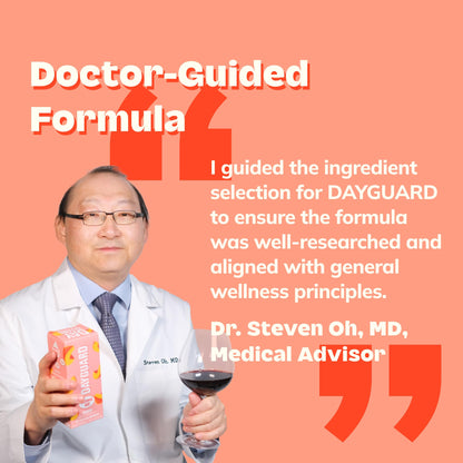 DAYGUARD — Doctor-Formulated Jelly to Feel Better After Drinking & Support Your Liver | Pre Alcohol Aid & Pre Drinking Prevention | DHM, L-Cysteine, Turmeric, Korean Pear | Peach Flavor | 22g × 10