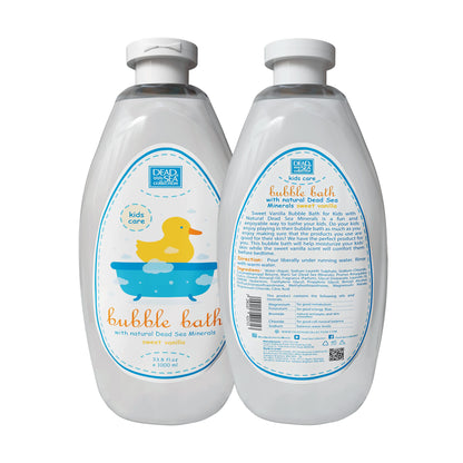 Dead Sea Collection Bubble Bath for Kids with Vanilla – 2 x 33.8 fl oz (67.6 fl oz) – Cleansing & Moisturizing Bubbles