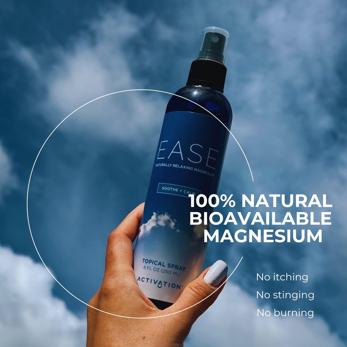Activation Ease Magnesium Spray | 250 ml | Dead Sea Magnesium Chloride | Fast-Absorbing Topical Spray for Natural Balance and Relaxation