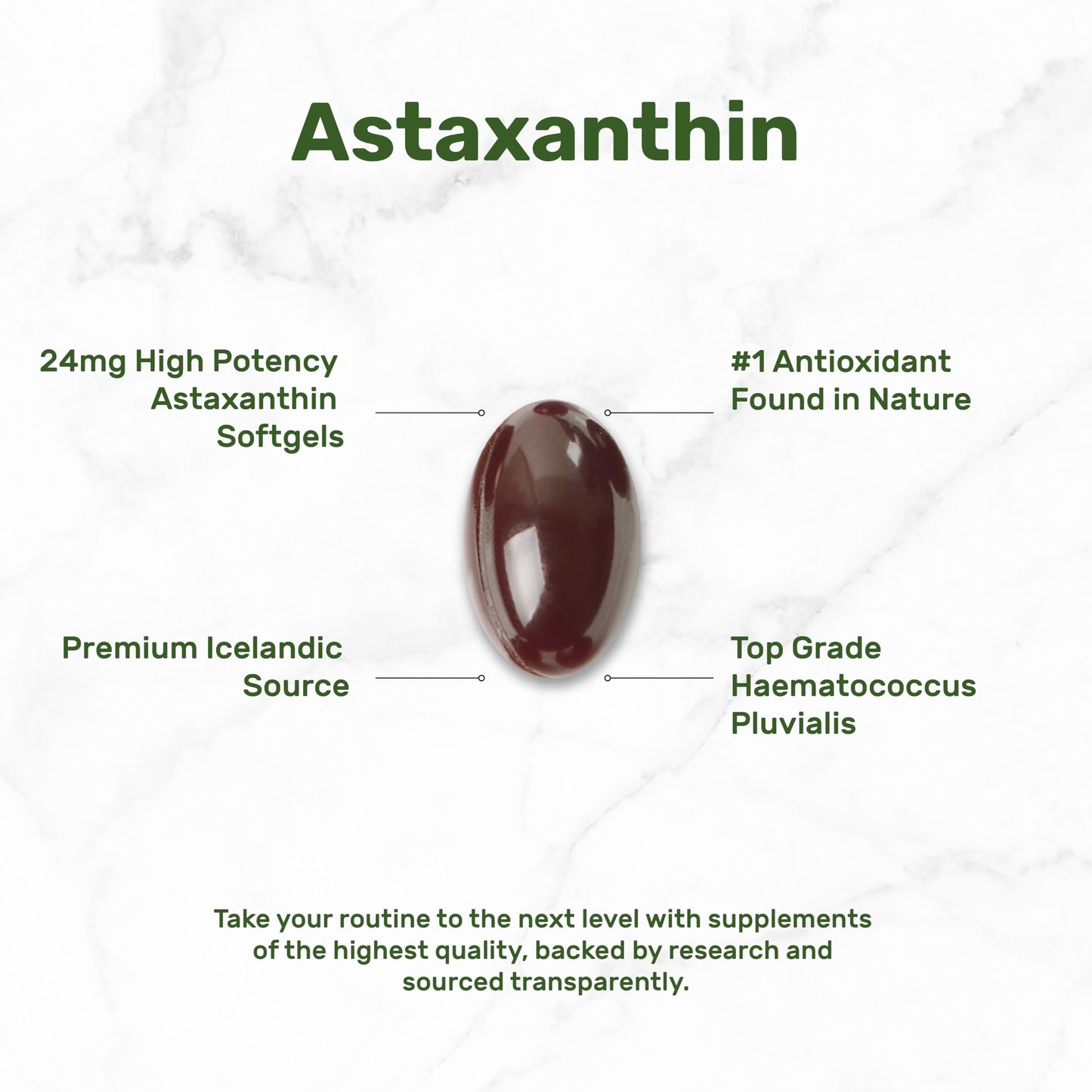 Astaxanthin 24mg per Serving – 120 Softgels, Double Strength Microalgae, Non-GMO