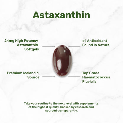 Astaxanthin 24mg per Serving – 120 Softgels, Double Strength Microalgae, Non-GMO
