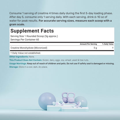 Deal Supplement Creatine Monohydrate Powder – 60 Servings, Unflavored, Micronized