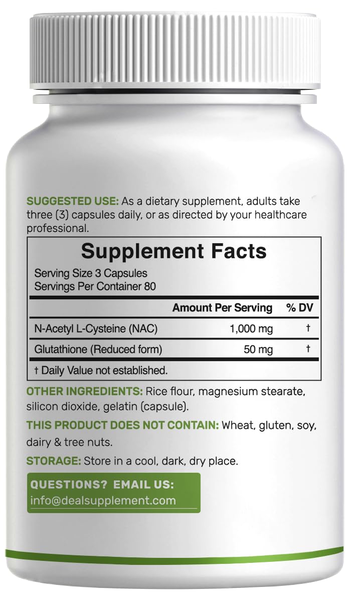 DEAL NAC 1000mg – 240 Capsules for Immune, Liver & Lung Health