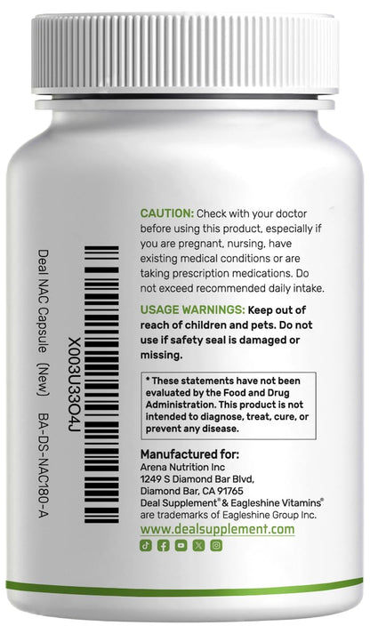 DEAL NAC 1000mg – 240 Capsules for Immune, Liver & Lung Health