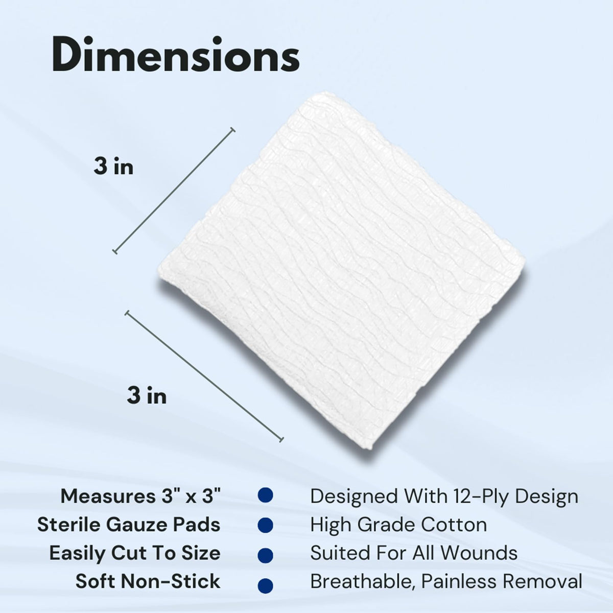Dealmed 3x3 Sterile Gauze Pads – 100 Count, Individually Wrapped (Case of 24)