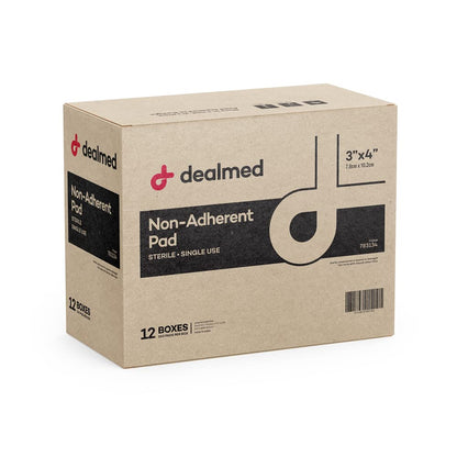 Dealmed Sterile Non-Adherent 3x4 Gauze Pads – 1200 Count Case, 100 Per Box, Non-Stick Wound Dressing