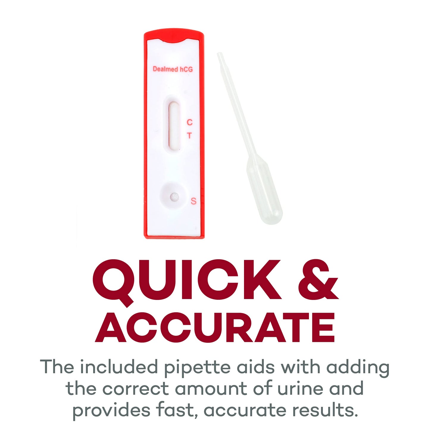 DealMed HCG Urine Cassette Pregnancy Test – 25 Count with Disposable Pipettes