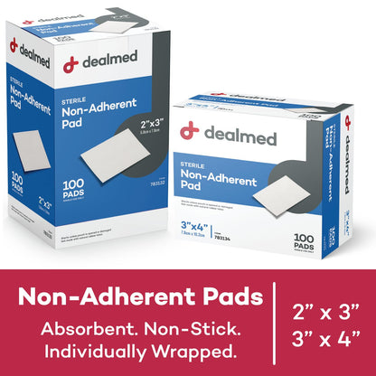 Dealmed Sterile Non-Adherent 3x4 Gauze Pads – 1200 Count Case, 100 Per Box, Non-Stick Wound Dressing