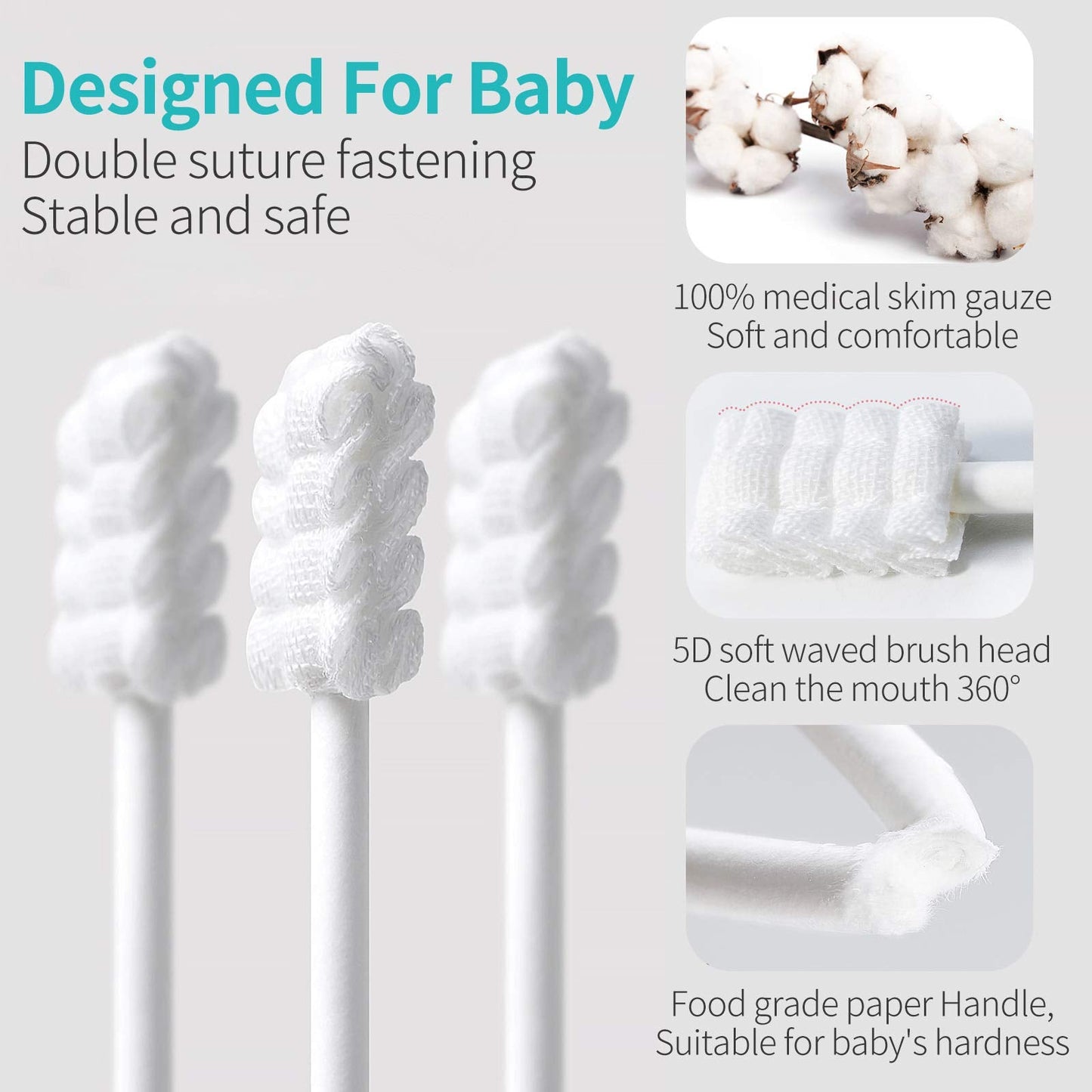 Dearlomum Baby Tongue Cleaner – Newborn Toothbrush, 96Pcs Disposable Infant Toothbrushes, 0-36 Months