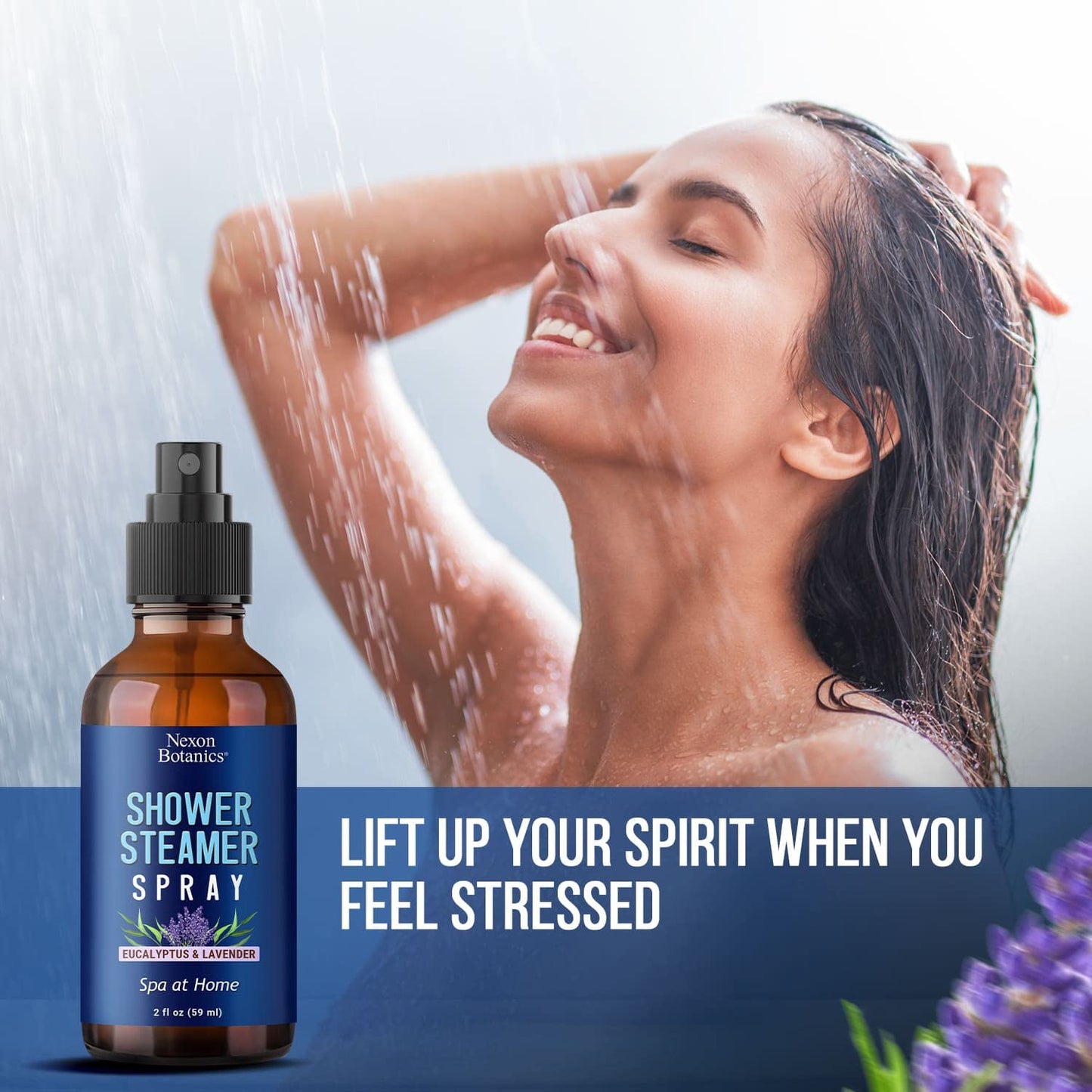Eucalyptus & Lavender Shower Steamer Spray 2 fl oz – Aromatherapy Mist | Nexon Botanics