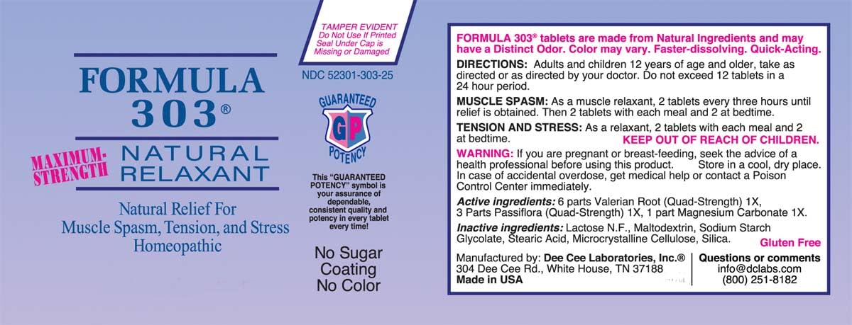 Dee Cee Labs Formula 303 Maximum Strength Tablets – 90 Count | All-Natural Relaxant with Magnesium, Valerian Root & Passion Flower