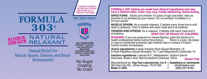 Dee Cee Labs Formula 303 Maximum Strength Tablets – 90 Count | All-Natural Relaxant with Magnesium, Valerian Root & Passion Flower