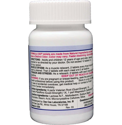Dee Cee Labs Formula 303 Maximum Strength Tablets – 90 Count | All-Natural Relaxant with Magnesium, Valerian Root & Passion Flower