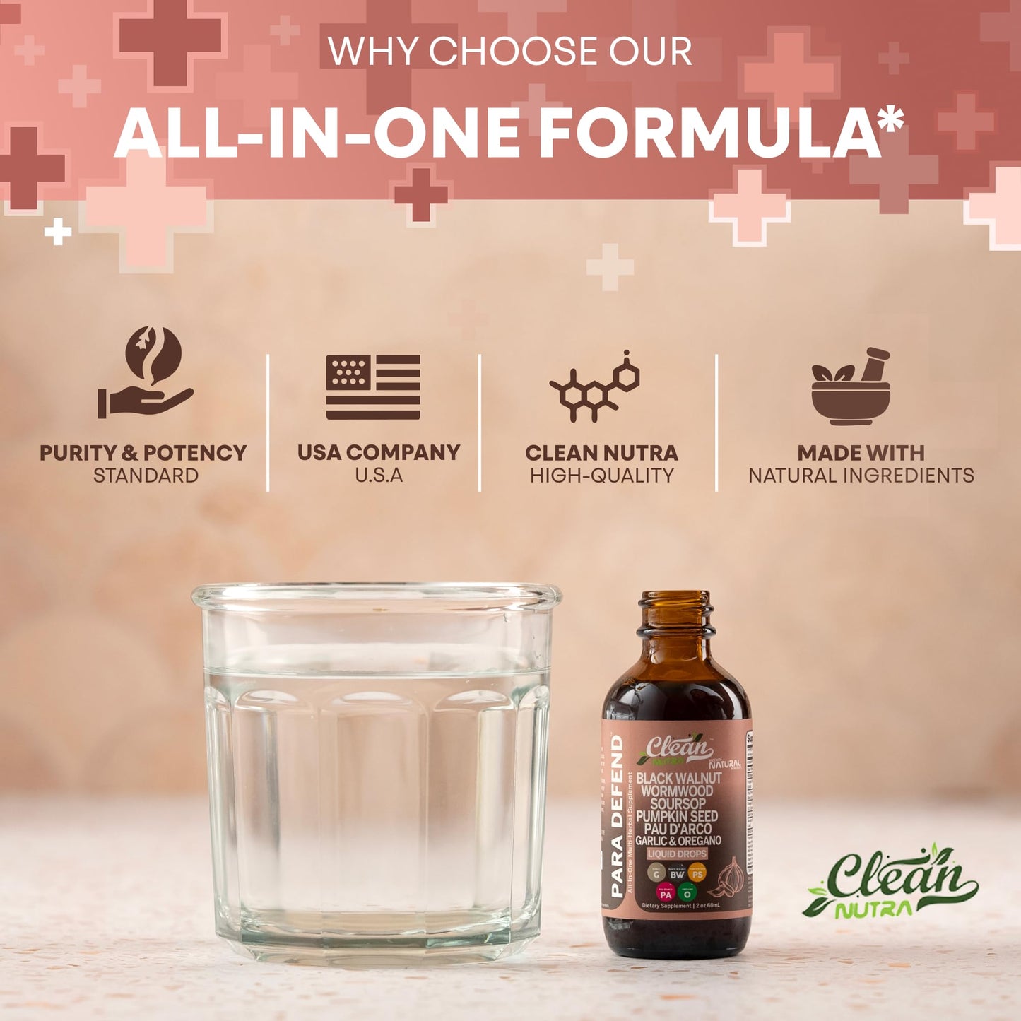 Defend Wormwood & Black Walnut Cleanse Drops for Gut Health | Clean Nutra