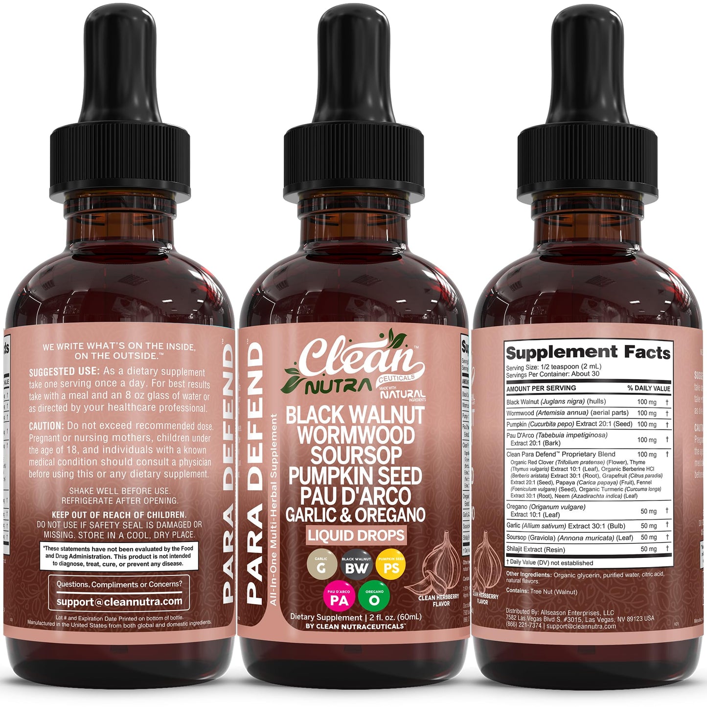Defend Wormwood & Black Walnut Cleanse Drops for Gut Health | Clean Nutra